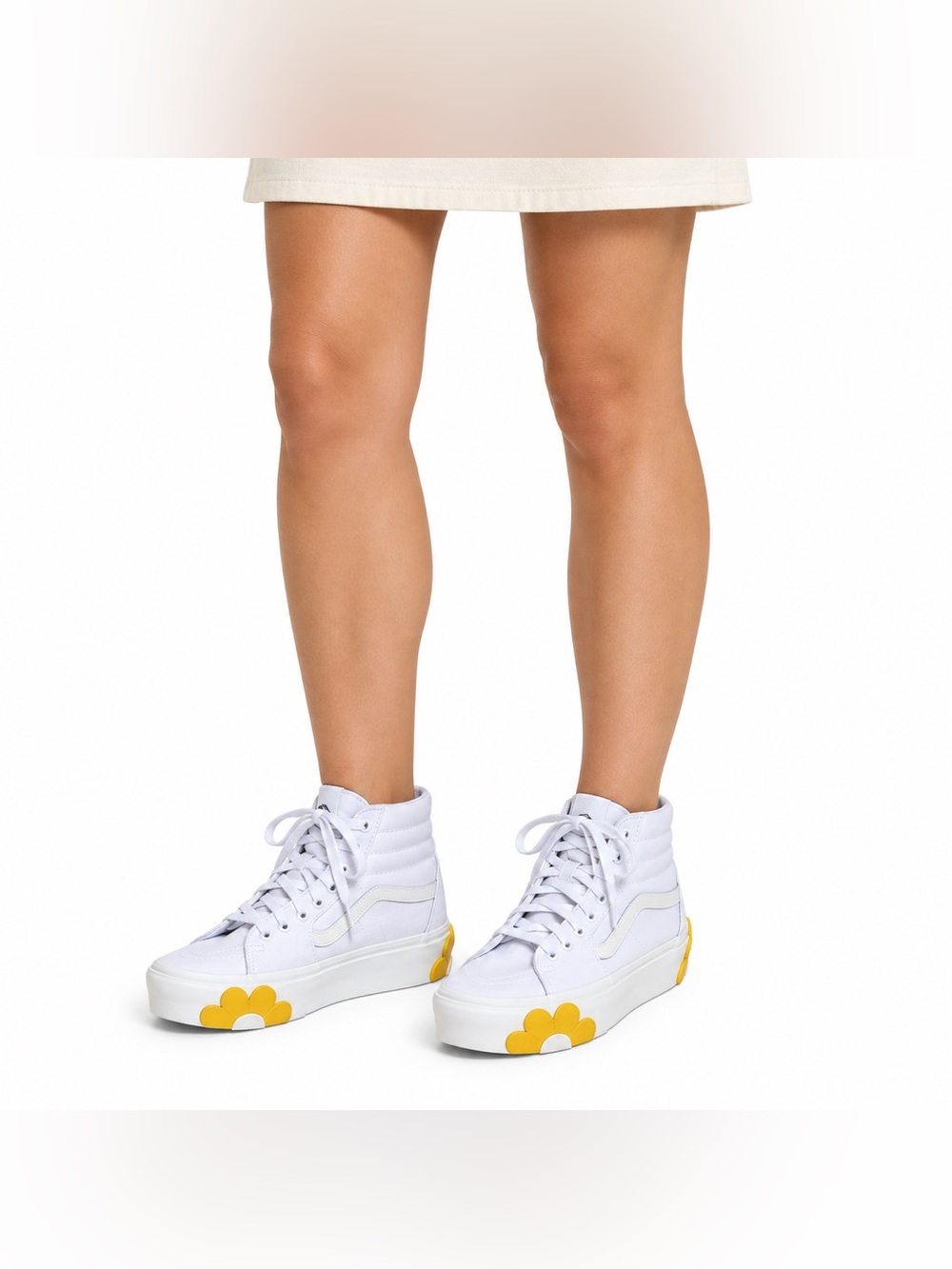 Vans Sk8-Hi Tapered Stackform White Yellow Flower Platform M8.5 W10